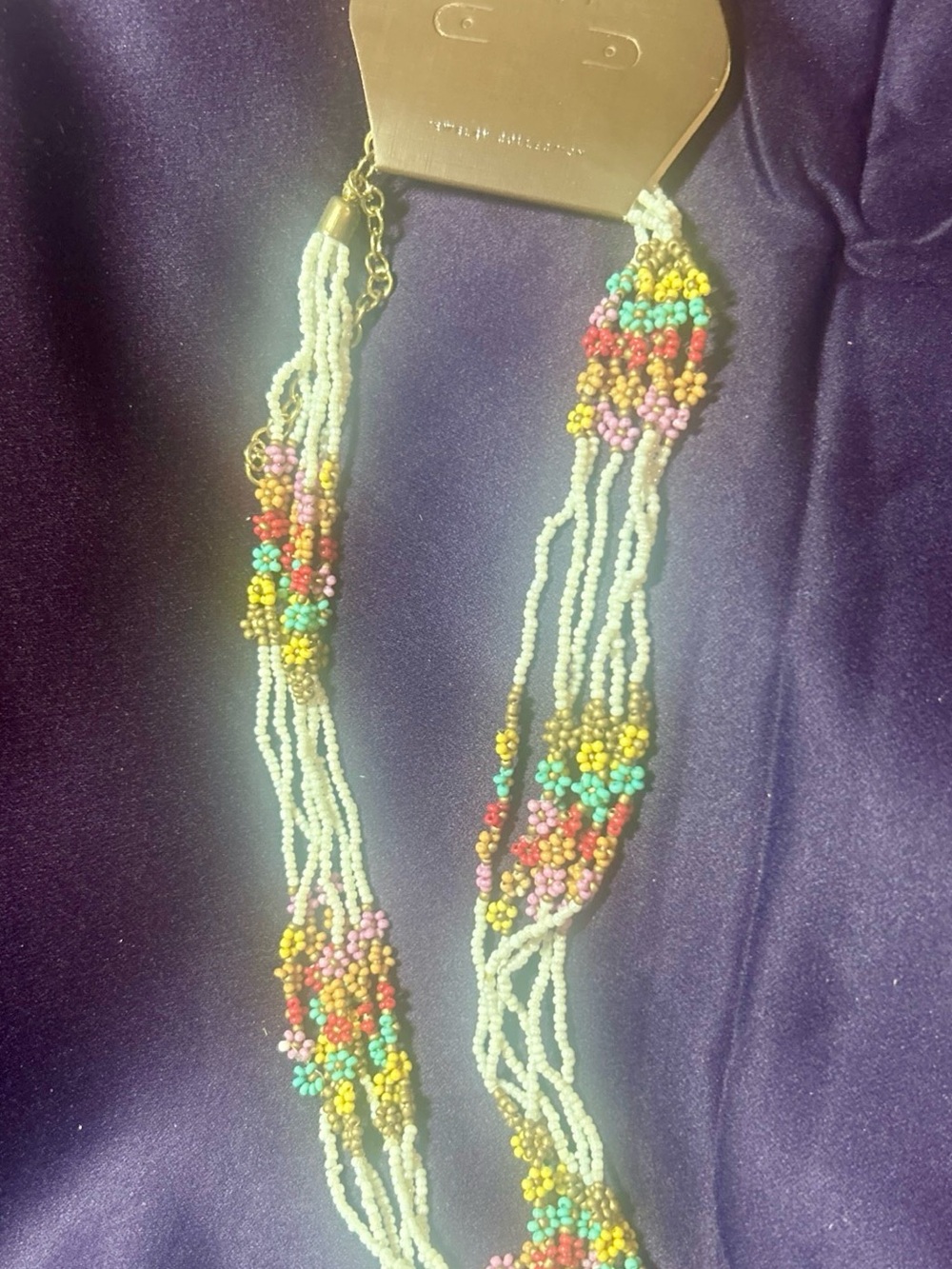 6 Strand Beaded Boho Flower Necklace NEW on CARD by RAIN - Picture 4 of 5